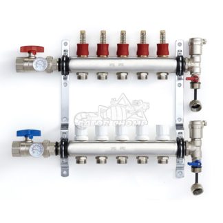 Manifold End Piece Set w/ Drain and Vent Red 