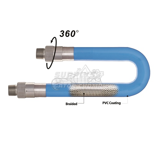 3/4" Stainless Steel Moveable Foodservice Gas Hose (48" Length) - Image 2
