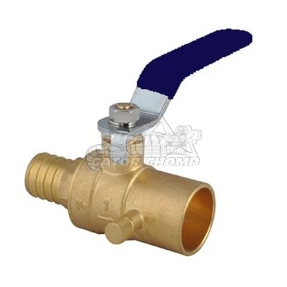 Pex x Sweat Ball Valve With Drain Blue Handle