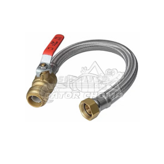 3/4" Push Ball Valve x 3/4" FIP Braided Hose Water Heater Connector (24" Length)