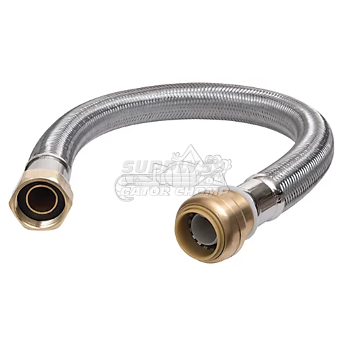 3/4" Push Fit x 3/4" FIP Braided Hose Water Heater Connector (18" Length)