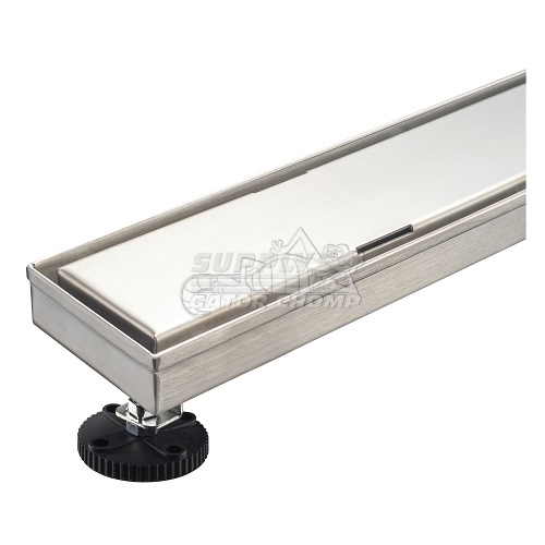 24" Solid Grid Decorative Stainless Steel Linear Shower Drain - Image 2