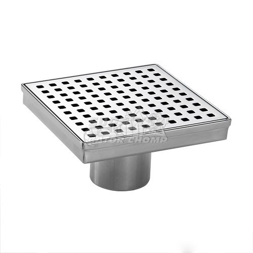 4" Square Grid Decorative Stainless Steel Shower Drain - Image 3