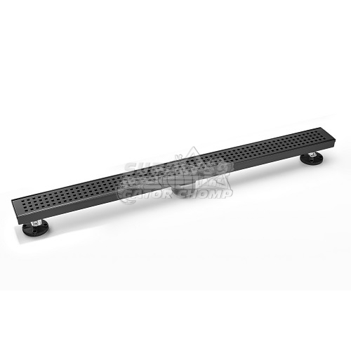 24" Square Grid Decorative Stainless Steel Linear Shower Drain Matte Black - Image 2