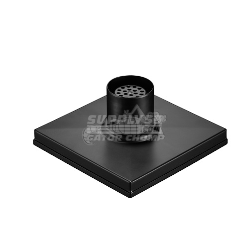 4" Square Grid Decorative Stainless Steel Shower Drain Matte Black - Image 2