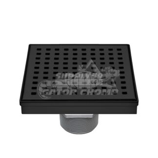 4" Square Grid Decorative Stainless Steel Shower Drain Matte Black