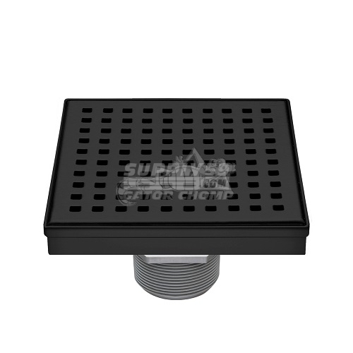 4" Square Grid Decorative Stainless Steel Shower Drain Matte Black