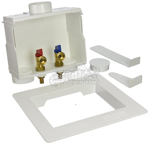 Washing Machine Outlet Box w/ 1/4″ Turn Brass Ball Valves (1/2″ PEX Crimp)