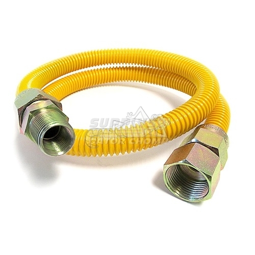 48″ Yellow Coated Stainless Steel Gas Appliance Connector 1/2″ MIP x 1/